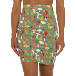Fall Woodland Themed Mid-Waist Pencil Skirt – Perfect for Autumn Celebrations