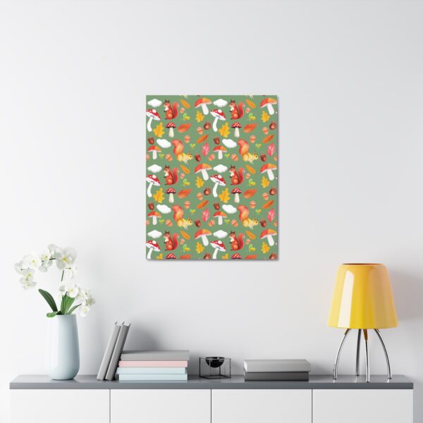 Autumn Woodland Animals Canvas Wall Art - Squirrel & Mushroom Design - Image 40