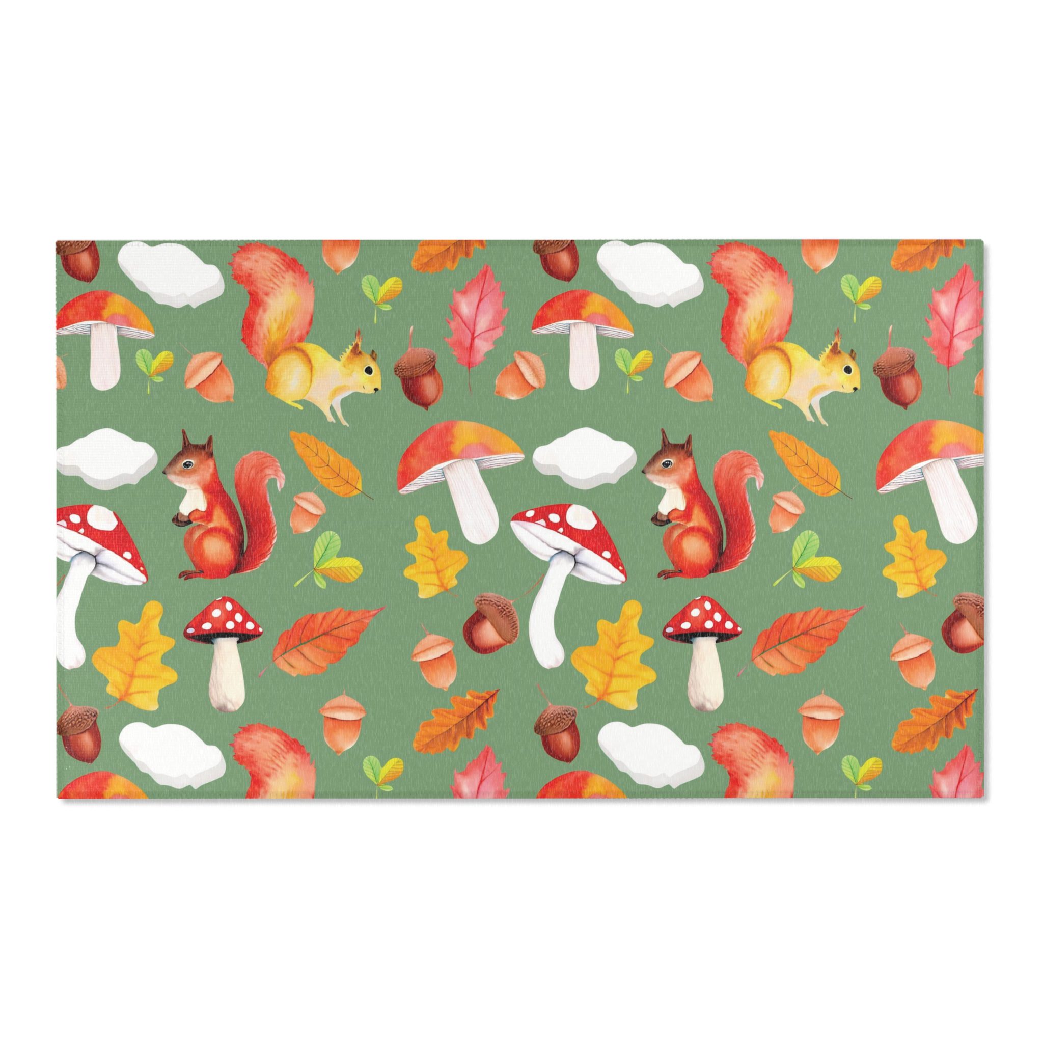 Whimsical Squirrel Area Rug - Autumn Forest Decor - Image 13